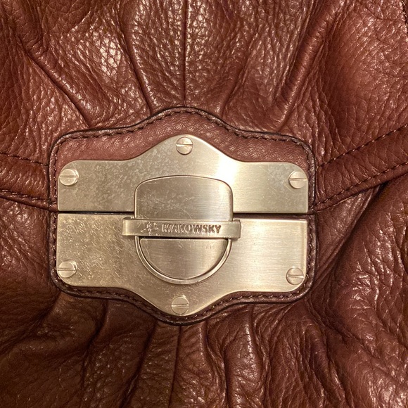 B MAKOWSKY Brown Genuine Leather Hand Bag Shoulder Satchel Bag Purse - Picture 9 of 9